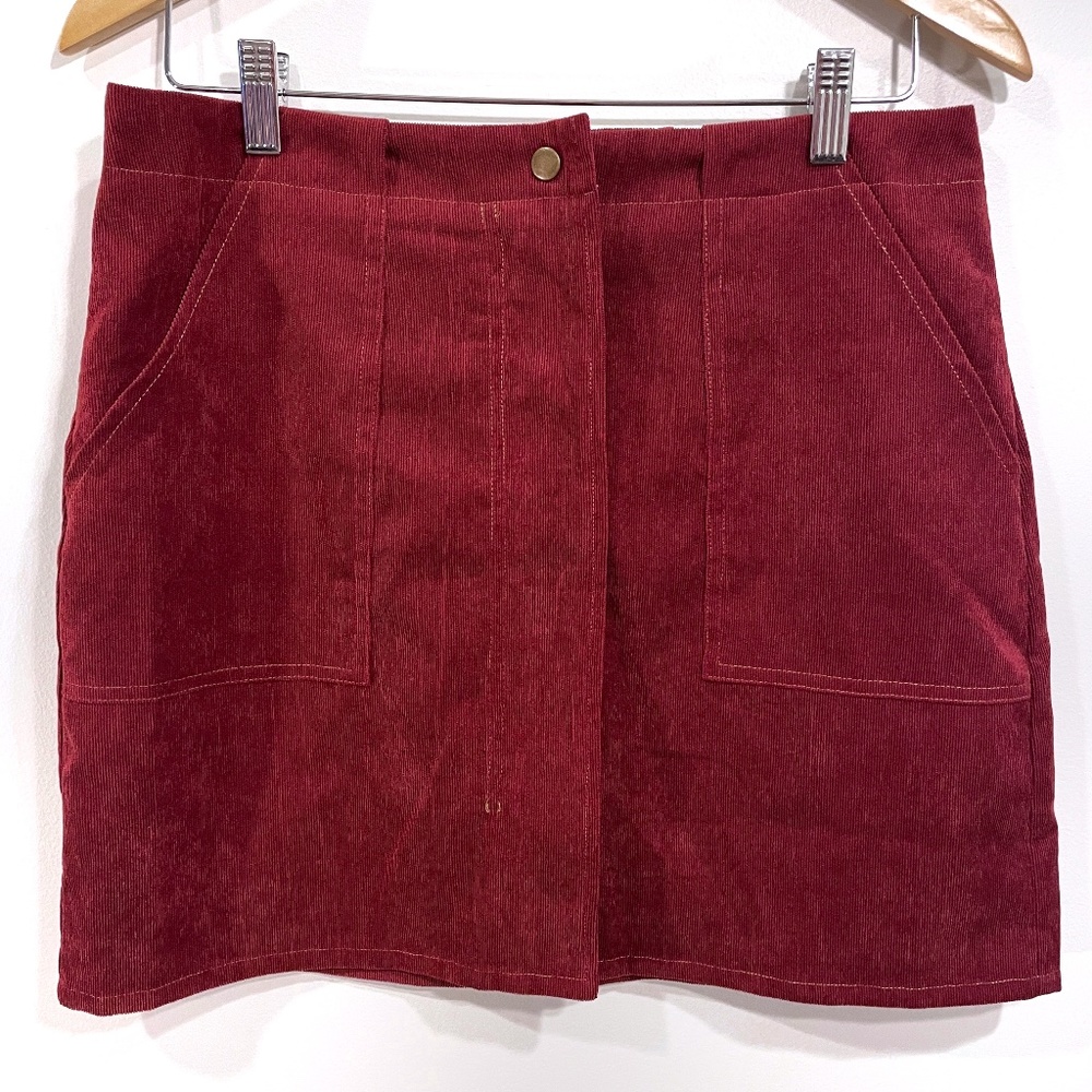 Love Riche Red Corduroy Mini Skirt